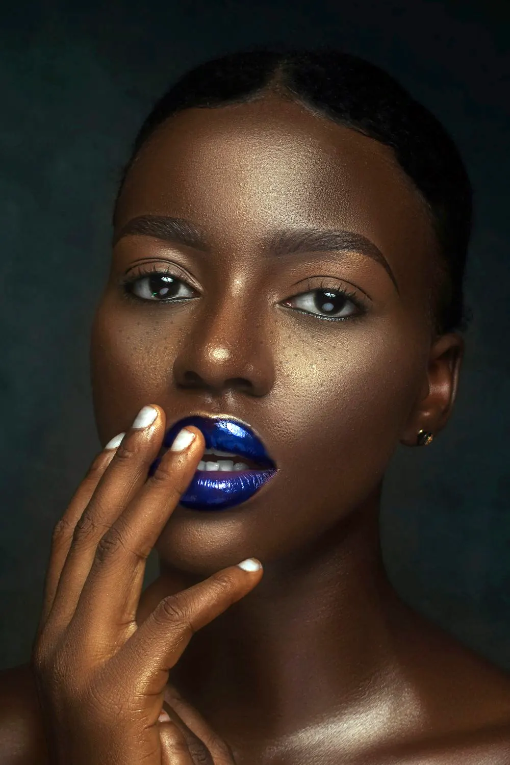 Woman Wearing Blue Lipstick
