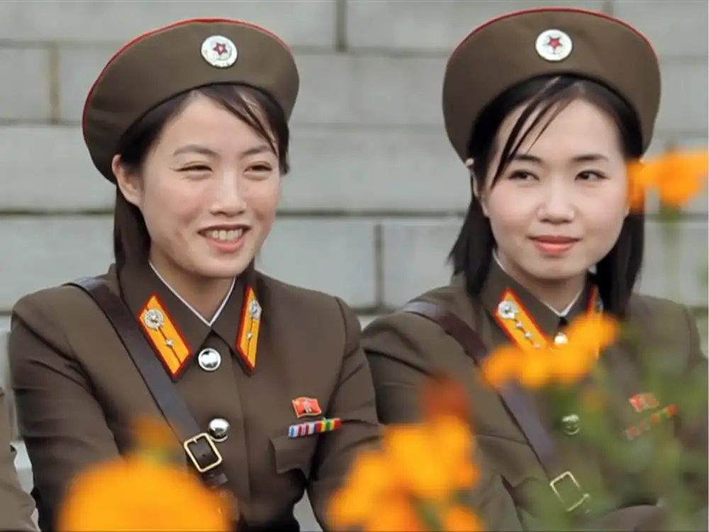 North Korean Female Soldiers Closeup