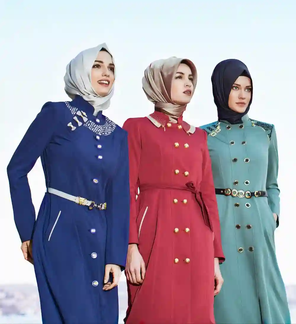 Beautiful Muslim women friends in modest clothes