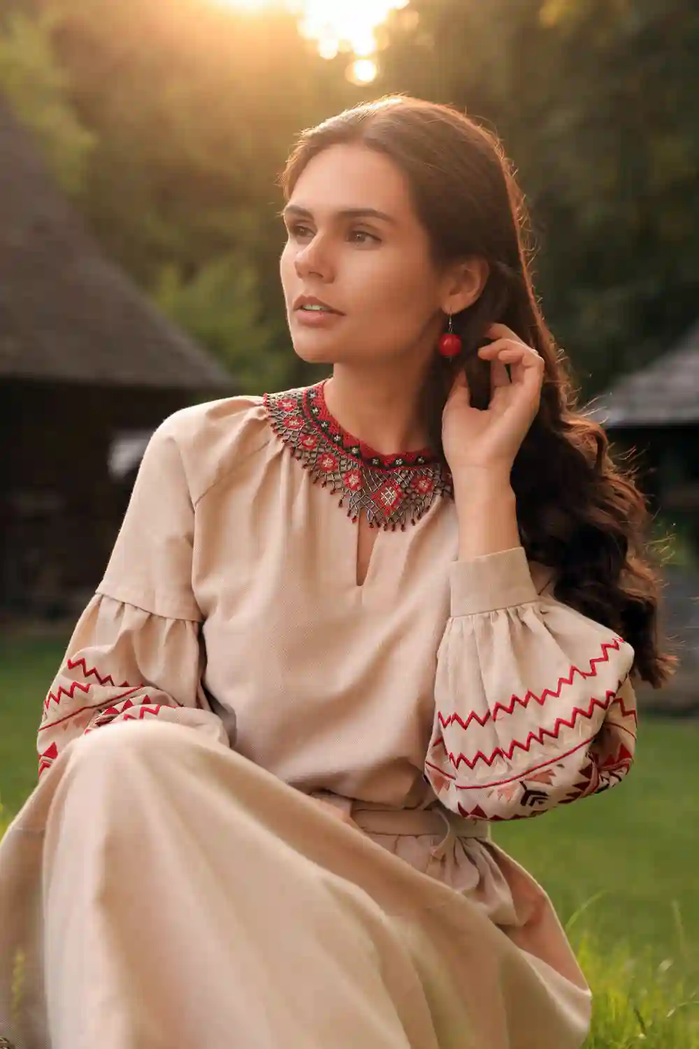 Beautiful Girl Wearing Embroidered Dress