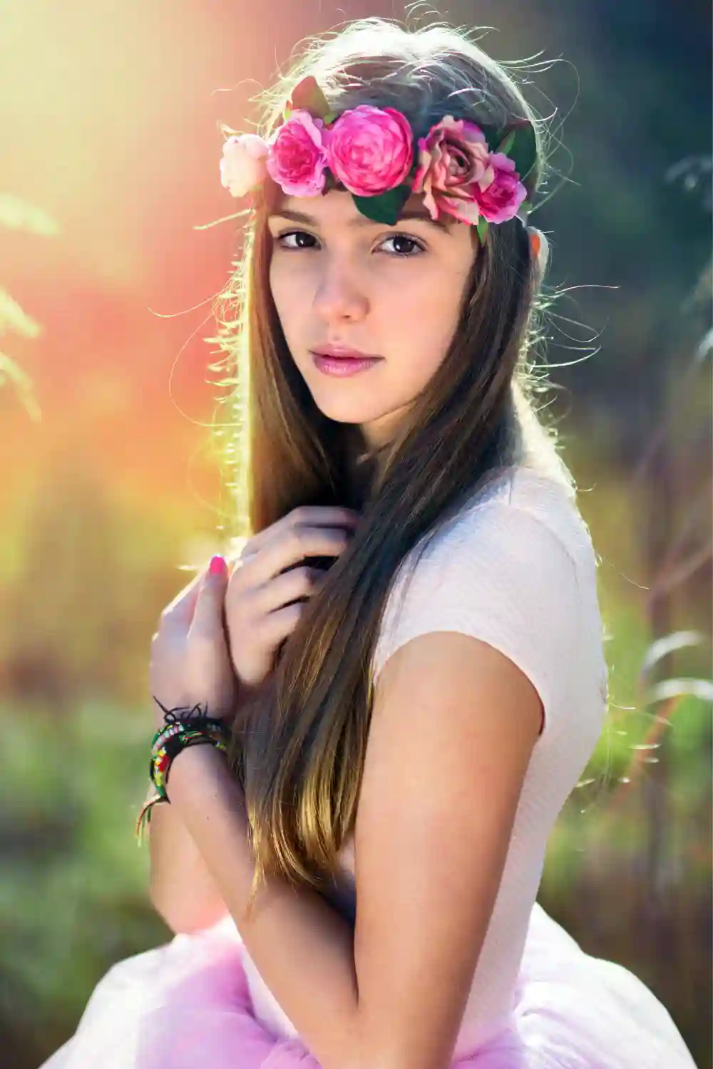 Beautiful girl with flower tiara
