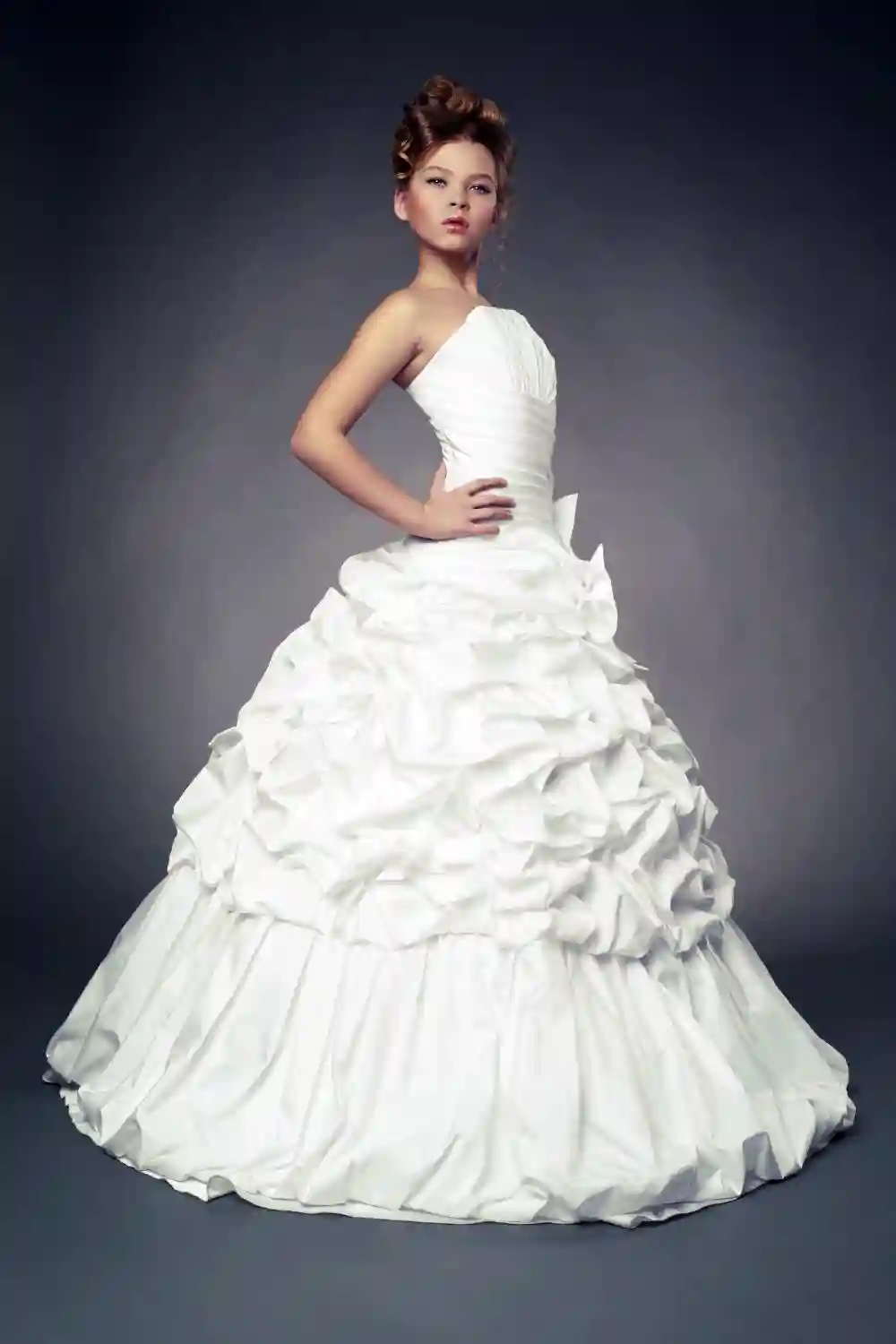 Girl princess in white ball gown