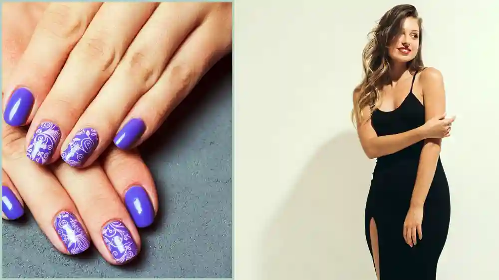Lilac nails complement black dress