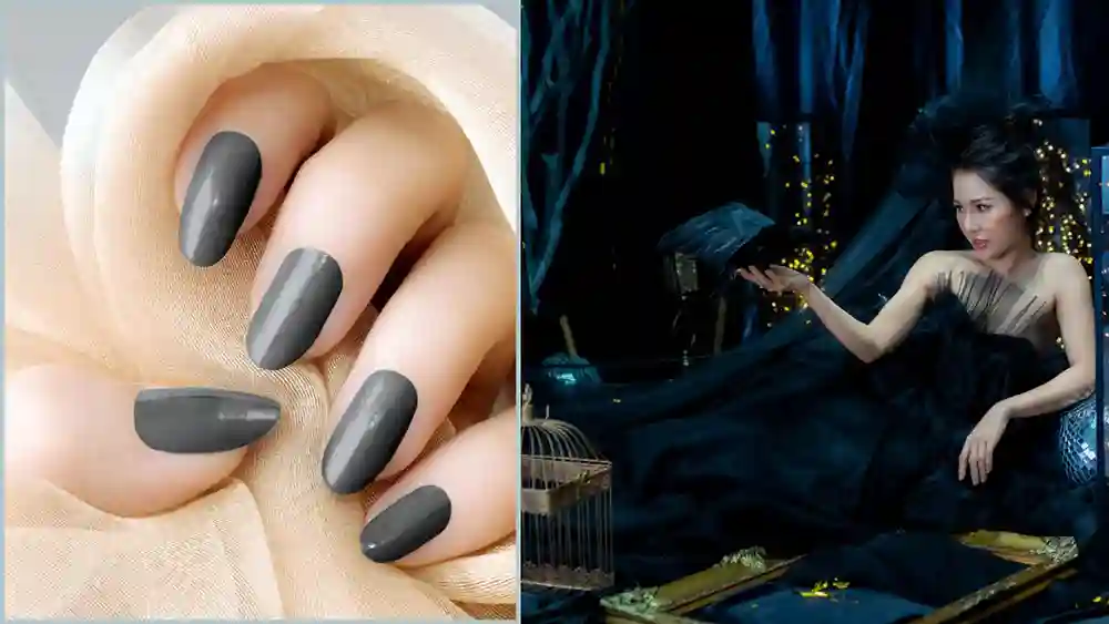 Neutral nail colors polish black dresses
