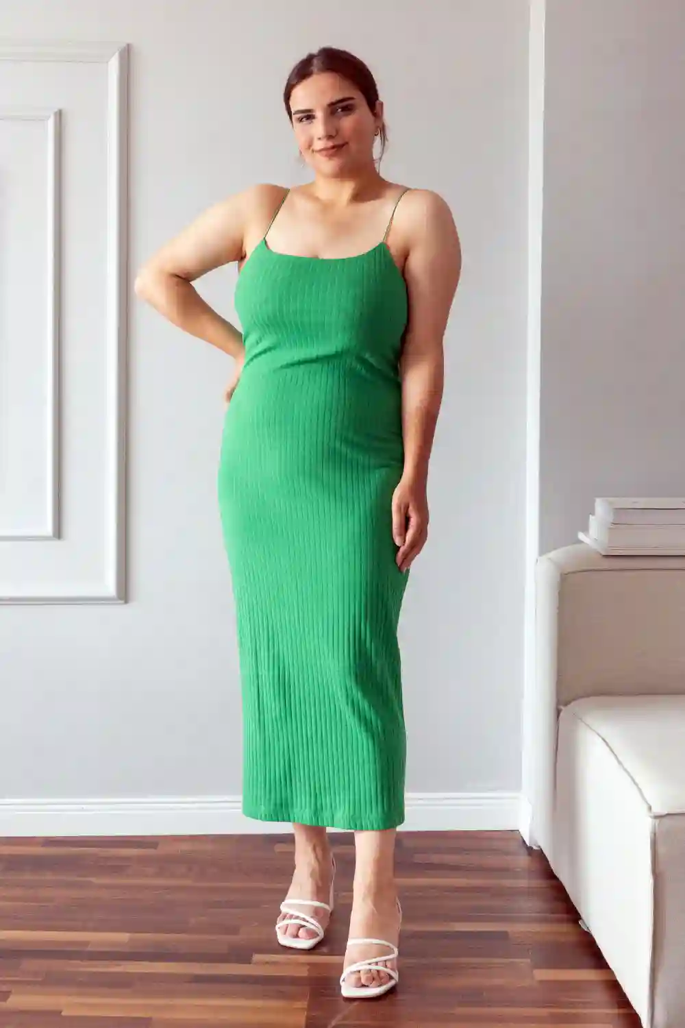 Woman Wearing a Green Dress
