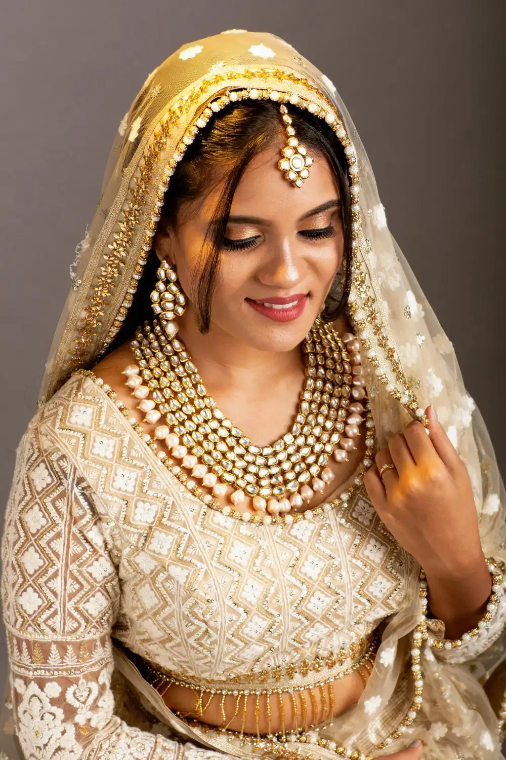Woman Wearing Bridal Jewelry