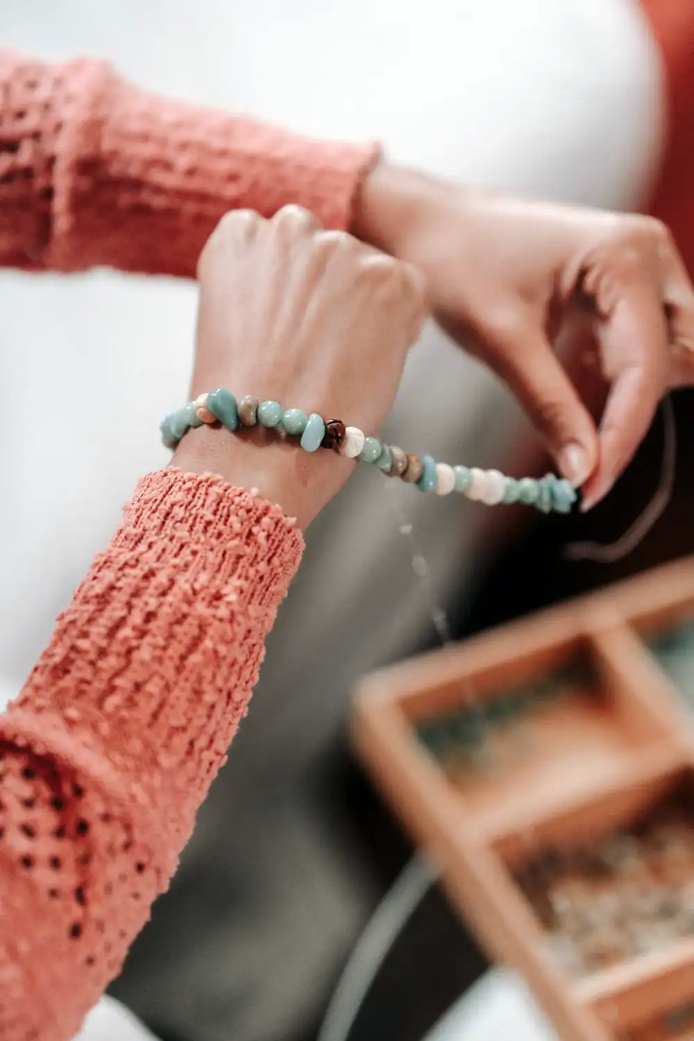 woman with handmade bracelet