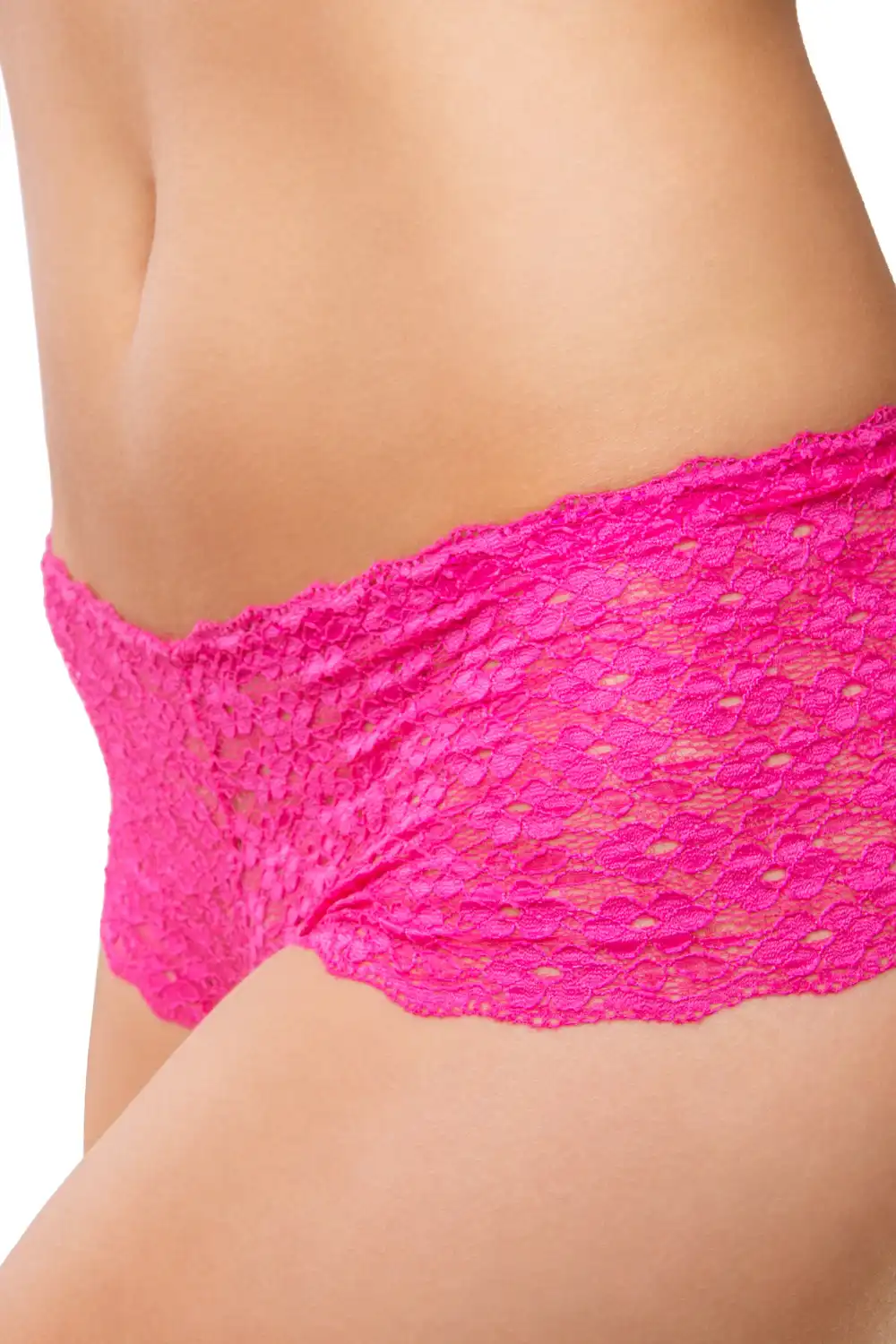 Woman in pink lace underwear
